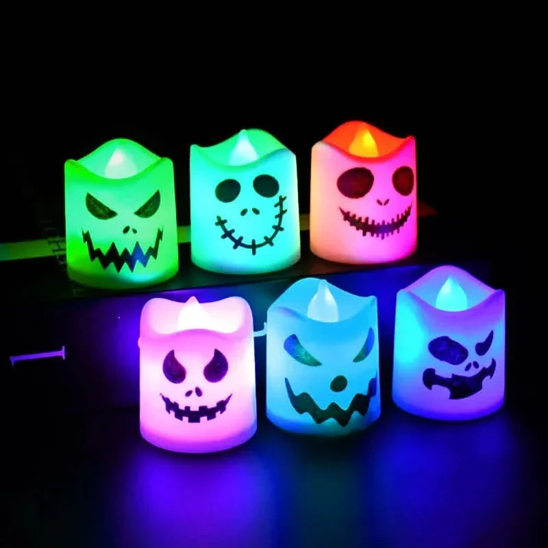 Siopsrl| Halloween LED Ghost & Pumpkin Candle Lights – 6 Pack