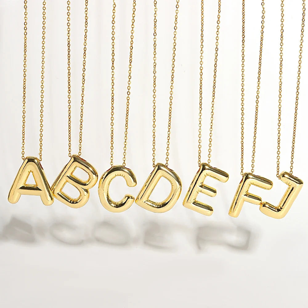Bubble Letter Initial Necklace