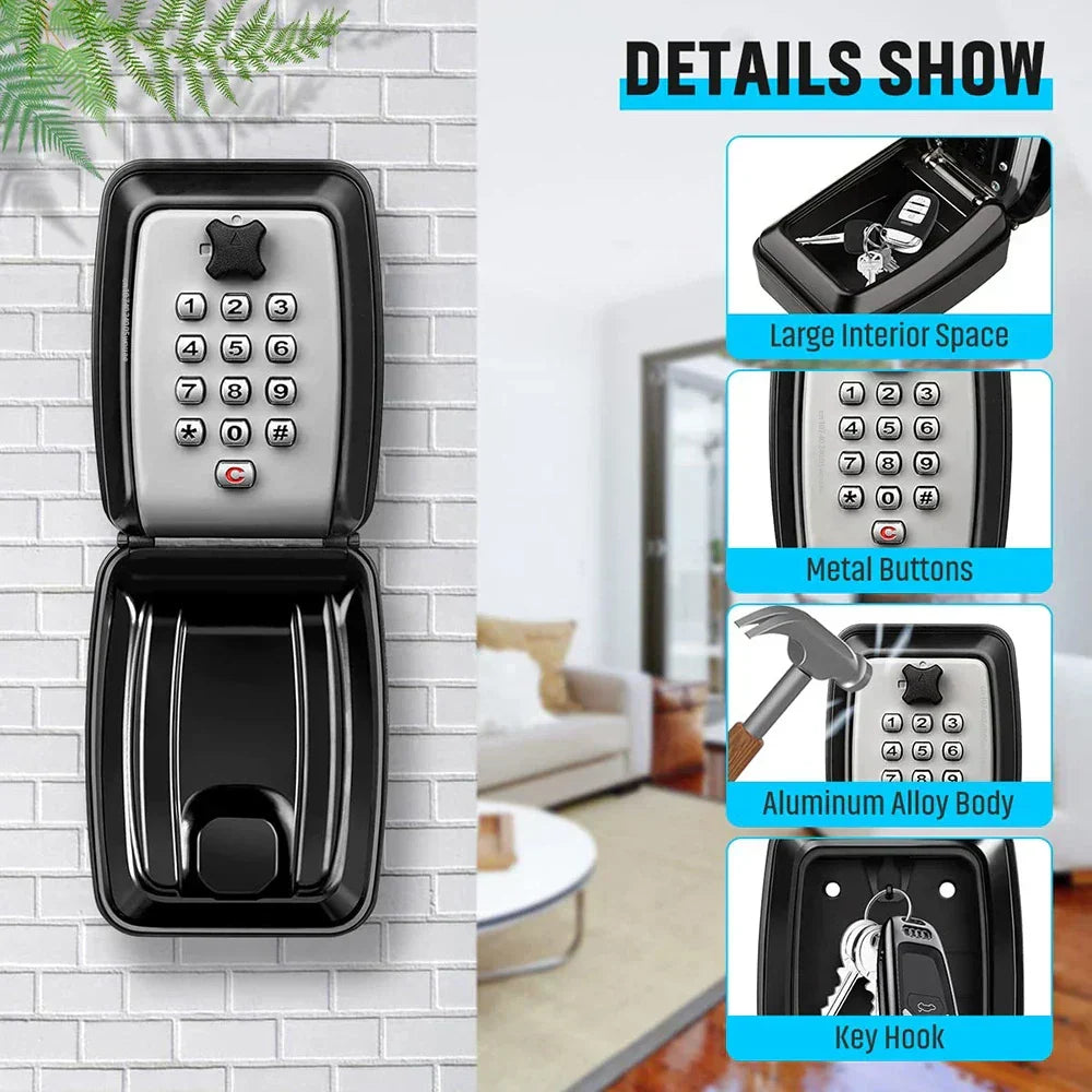 Siopsrl| Waterproof Wall-Mounted Key Safe Box – Outdoor Lockable Key Storage with Combination Code