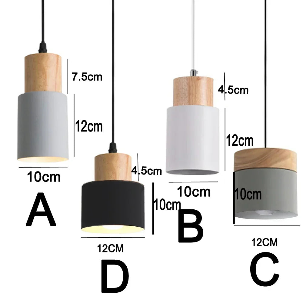 Siopsrl| Nordic LED Pendant Lights Made of Metal and Wood - Modern Hanging Lamps for Dining Room and Kitchen
