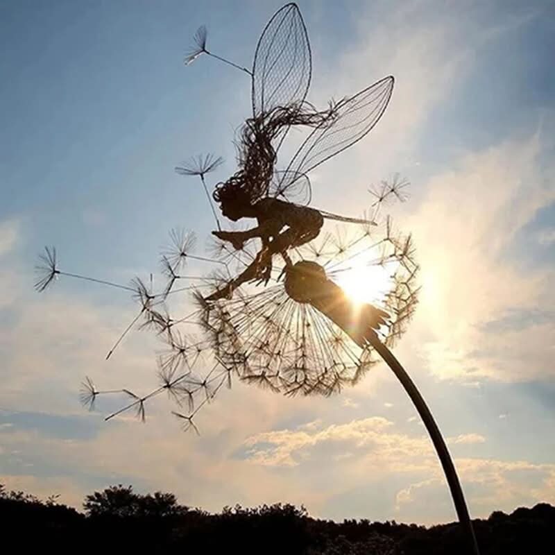 Siopsrl| Metal Fairy Garden Sculpture Outdoor Lawn Decor