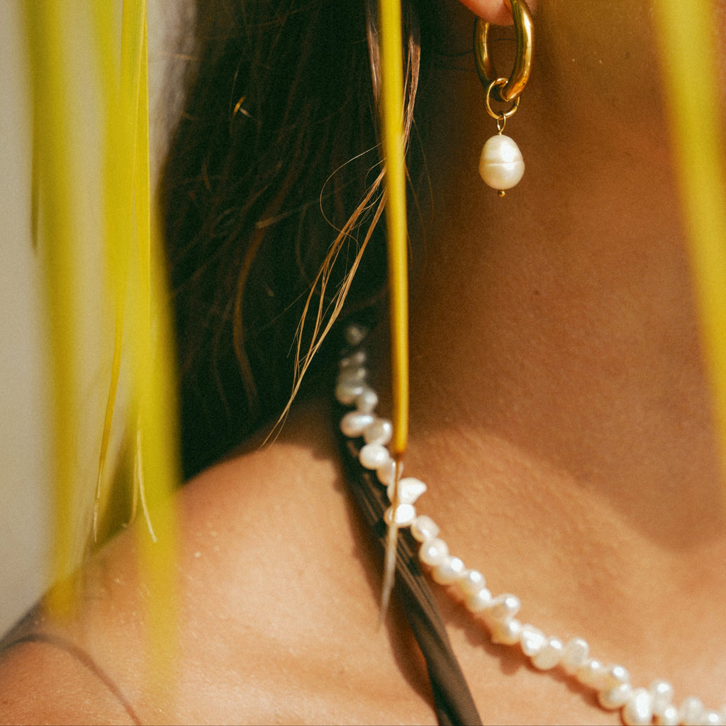 Bethany Pearl Drop Hoop