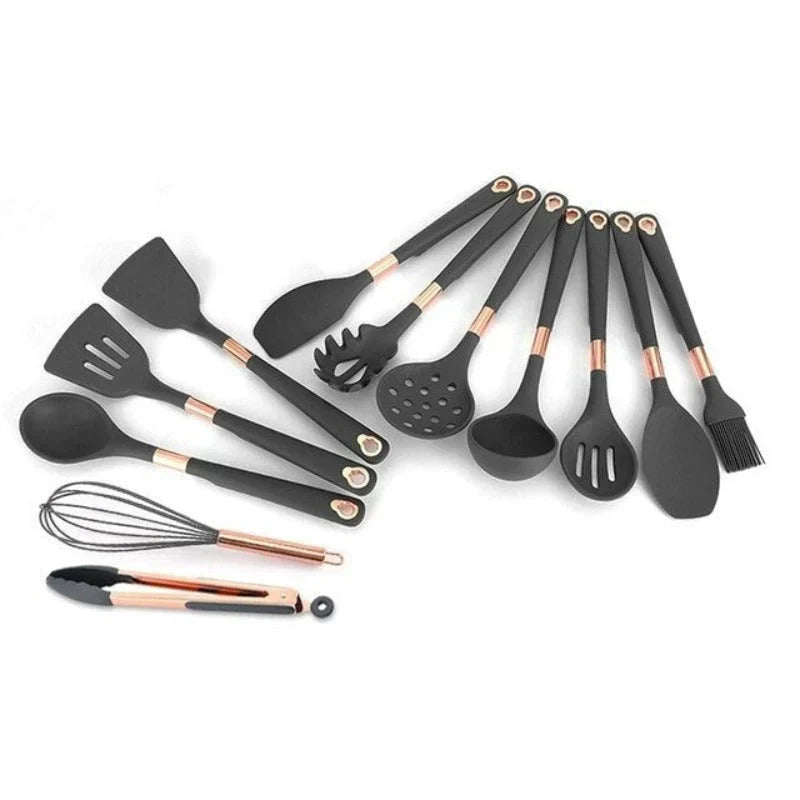 EliteCook - 12-piece gold-coated kitchen utensil set Siopsrl