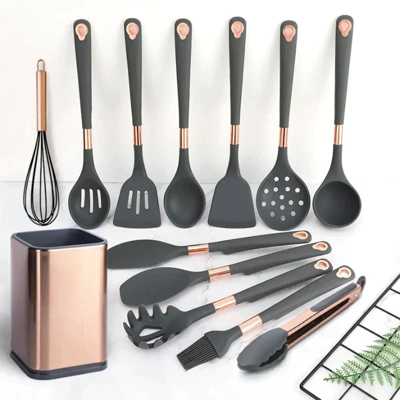 EliteCook - 12-piece gold-coated kitchen utensil set Siopsrl