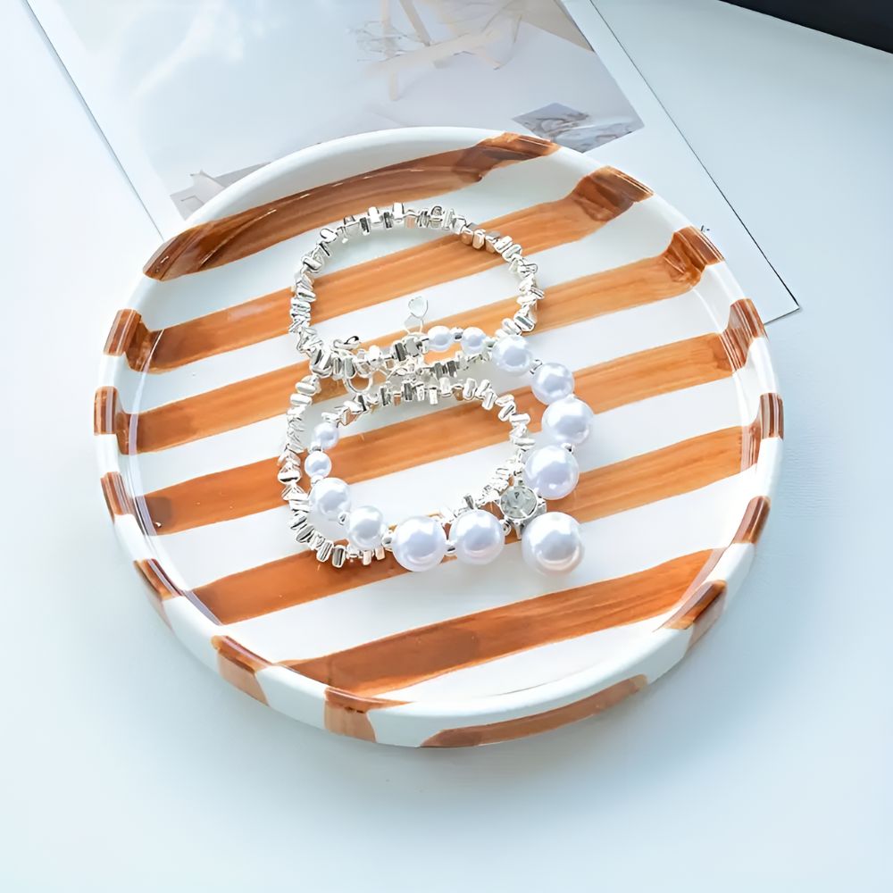 Siopsrl| Silva Ceramic Stripe Jewelry Tray