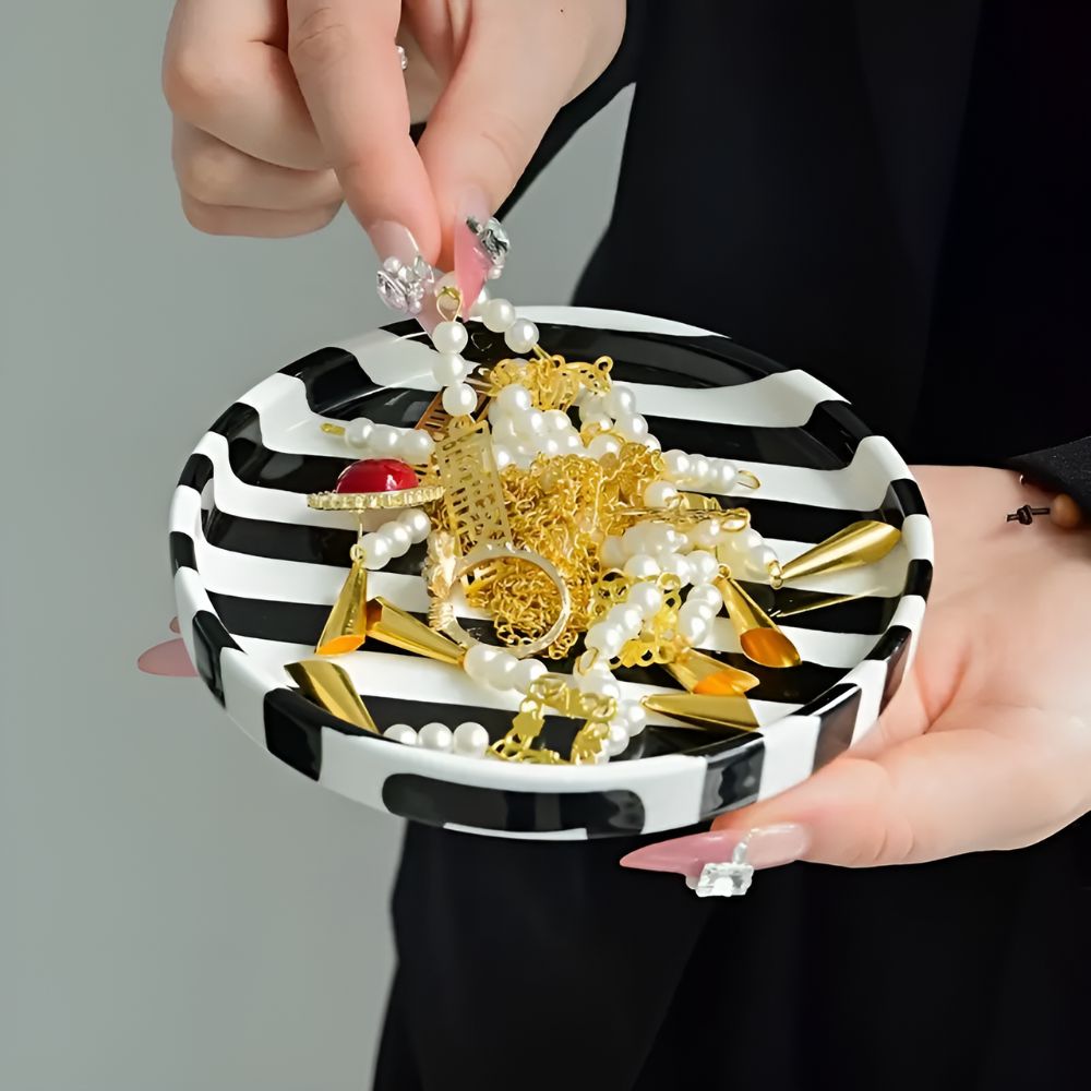 Siopsrl| Silva Ceramic Stripe Jewelry Tray