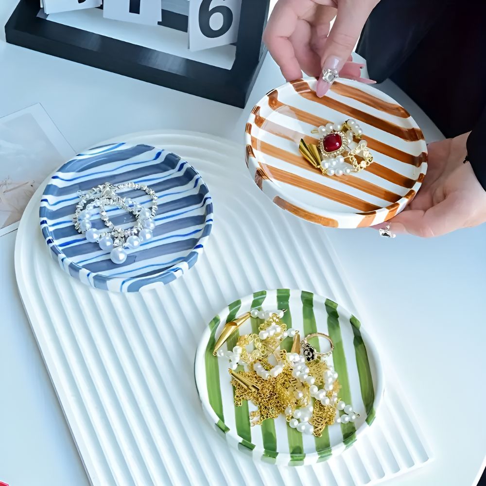 Siopsrl| Silva Ceramic Stripe Jewelry Tray