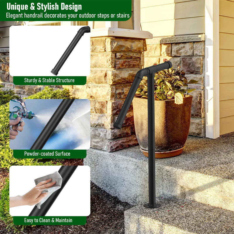 Siopsrl| Simple Staircase Outdoor Steps Garden Garage Matte Stair Handrail