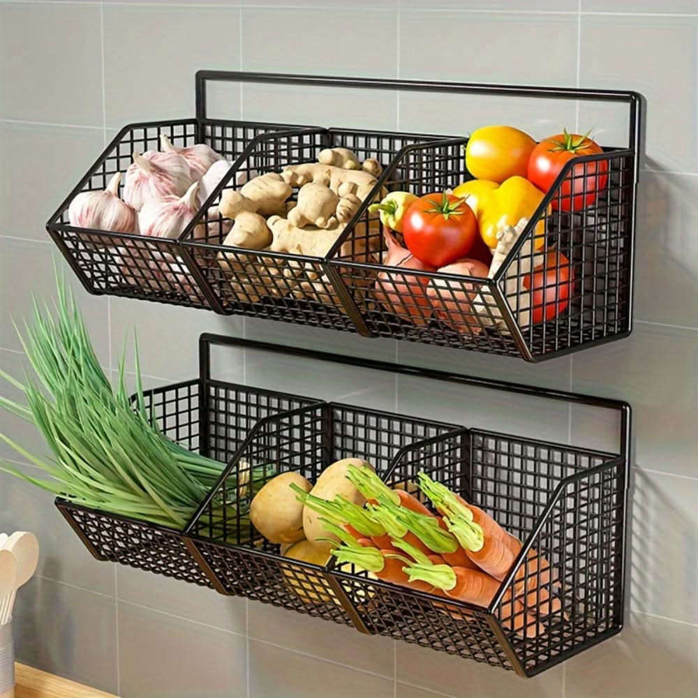Siopsrl| Wall-Mounted Wire Kitchen Storage Basket