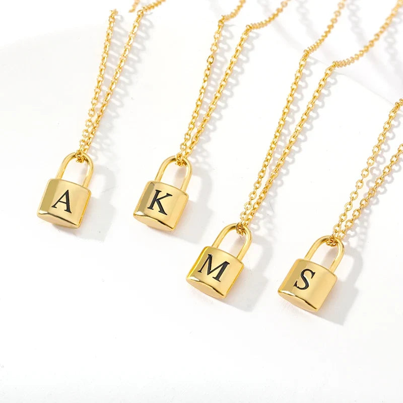 Ellie® Initial Love Lock 14K Gold Necklace