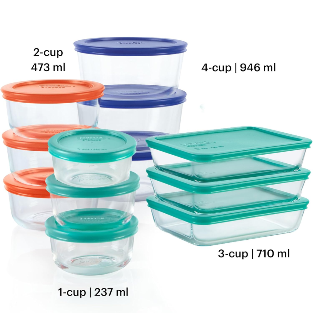 Siopsrl| 12-piece glass storage set with click lids for freshness & sustainable kitchen organization