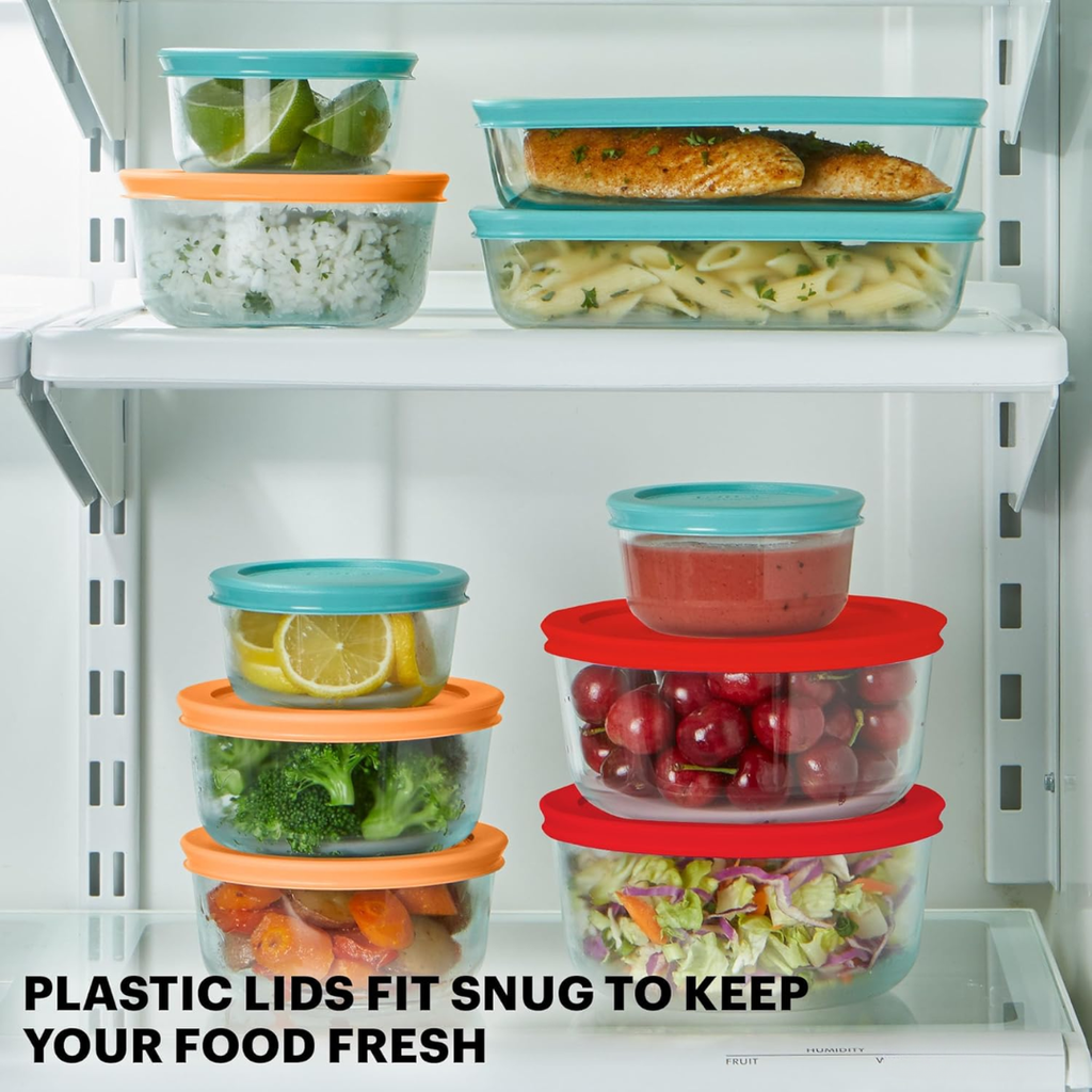 Siopsrl| 12-piece glass storage set with click lids for freshness & sustainable kitchen organization