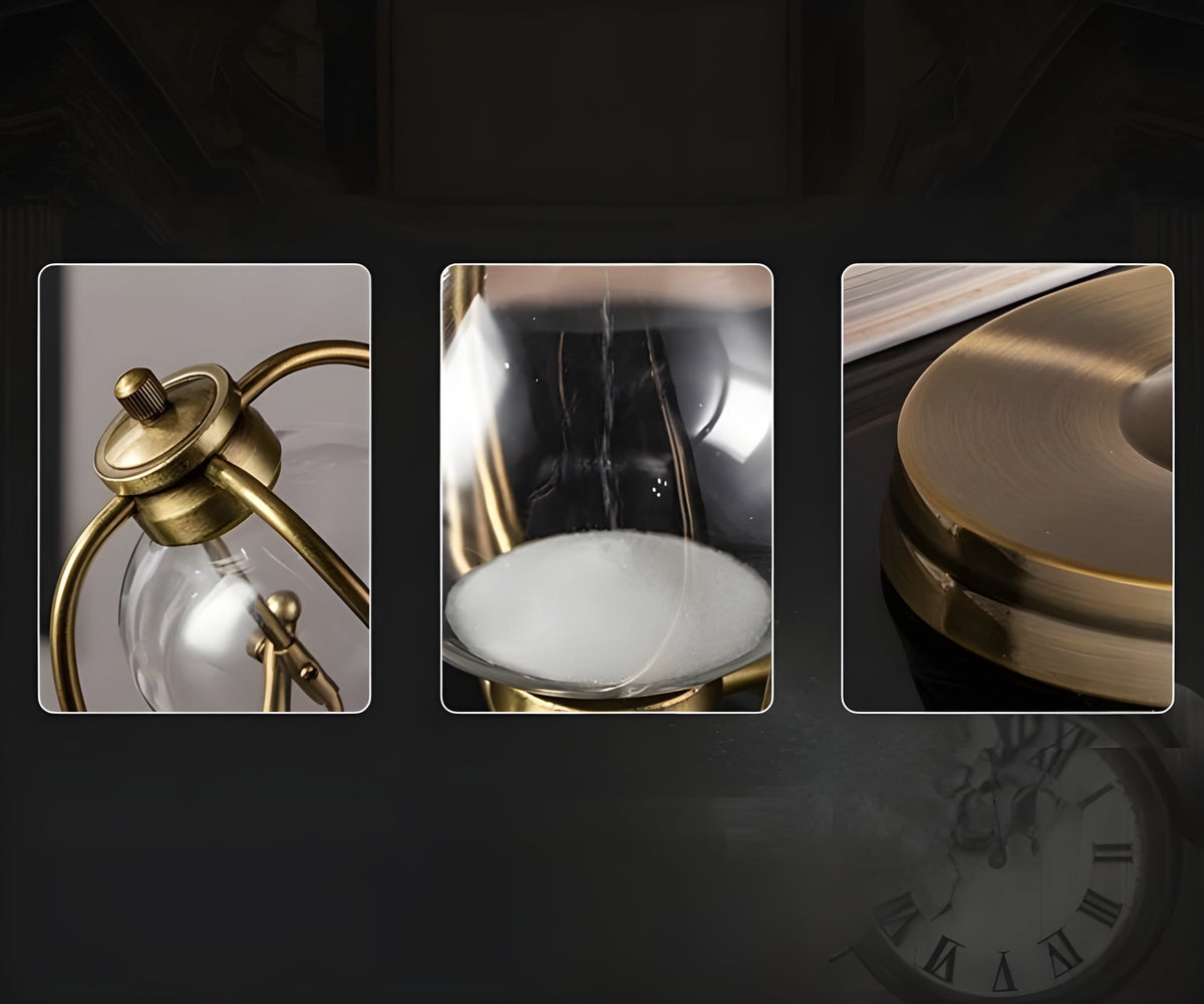 siopsrl | GracefulTime Clock – Luxury Hourglass with Elegant Gold Frame & Timeless Design