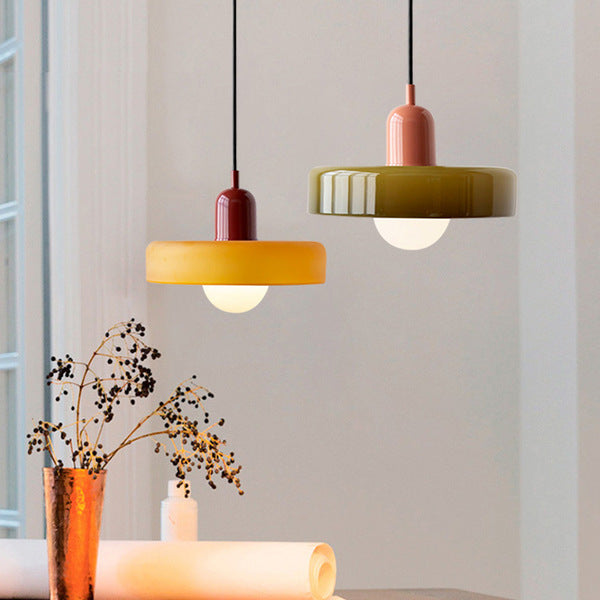 Siopsrl| Coloured Glass Pendant Light – Elegant Bauhaus-Style Hanging Lamp for Living Room & Dining Area