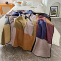 Siopsrl| Warm Knit Colorblock Plaid Blanket