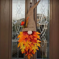 Siopsrl| Halloween Front Door Wreath | Fall Gnome & Maple Leaf Design | 16-Inch Rustic Decor