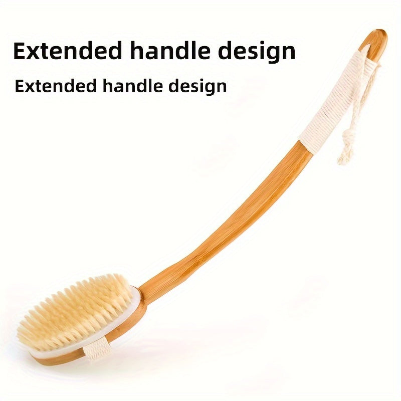 siopsrl | Back Boar Bristles Cleaning Sponge for the Shower - Long Wooden Handle Bath Sponge Brush, Soft Natural Bristles for Back Cleaning