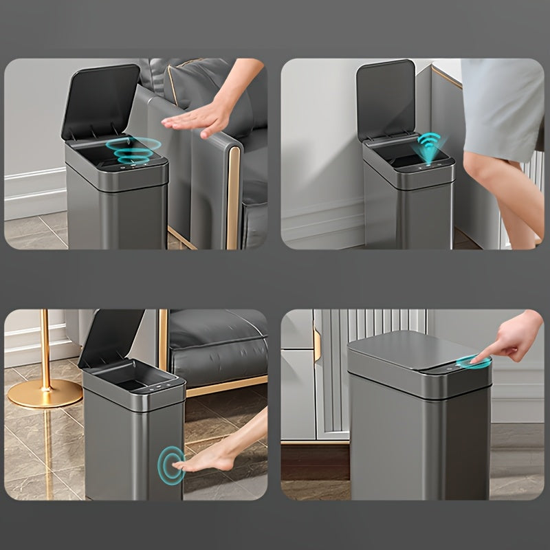 Siopsrl| Set of 2 Smart Sensor Trash Cans – Touchless and Compact (Black)