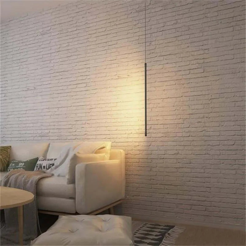 Siopsrl| Pendant Light Slim Black Metal Bedroom Lamp