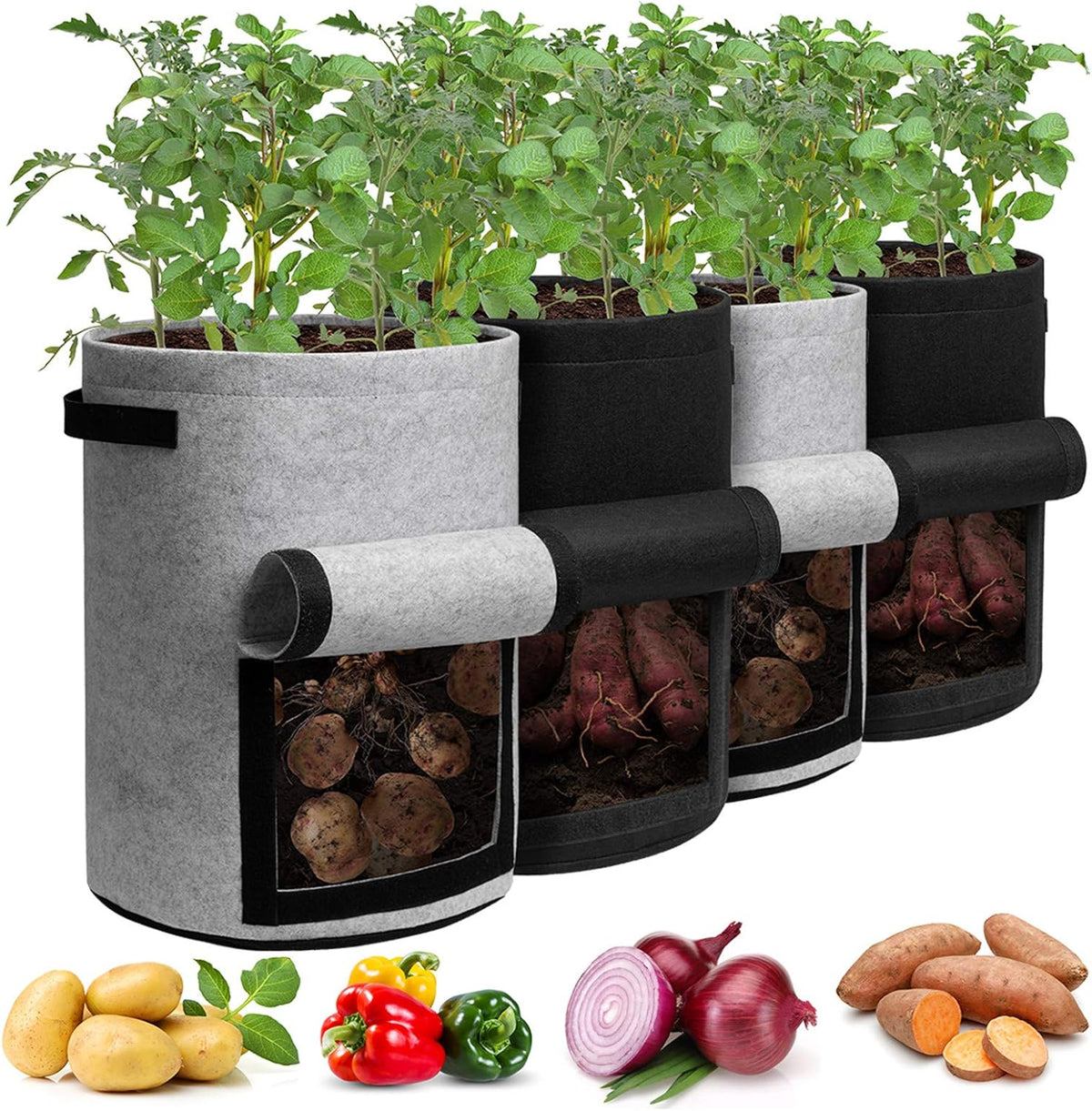 Siopsrl| 5/7/10/15 Gallon Potato Planting Growing Thickened Nonwoven Plant Fabric Pot Nursery Bags for Home Gardening