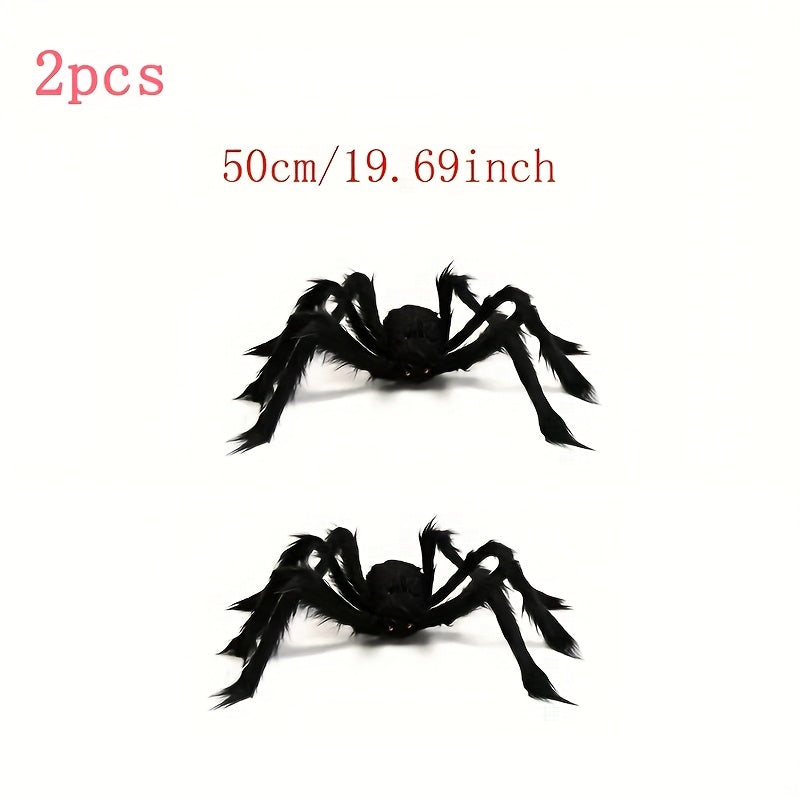 Siopsrl| WebCreeper Halloween Decoration Set – 2 Giant Spiders 50cm with Stretchy Spider Web
