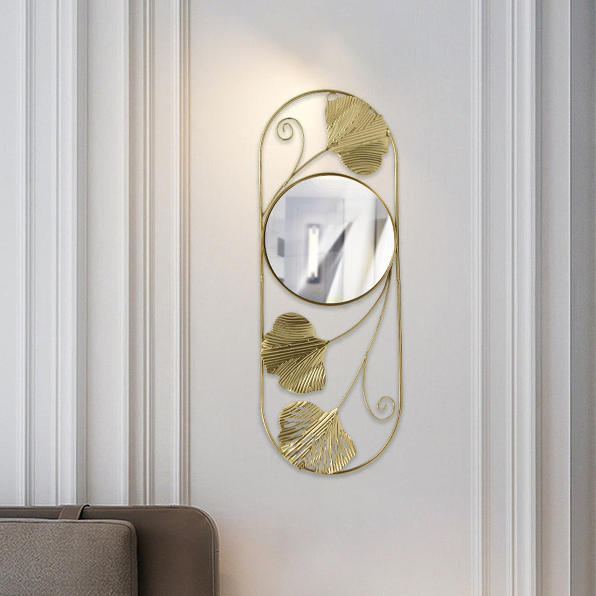 Siopsrl| Elegant Metal Ginkgo Leaf Wall Mirror