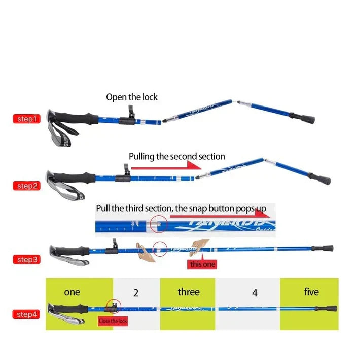 siopsrl | Adjustable Trekking Poles - Folding Telescopic Rod