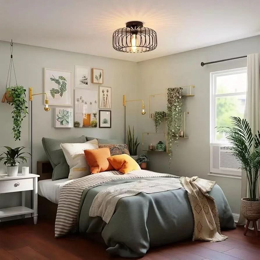 Siopsrl| Modern Birdcage E26 Ceiling Light – Iron Flush Mount Fixture