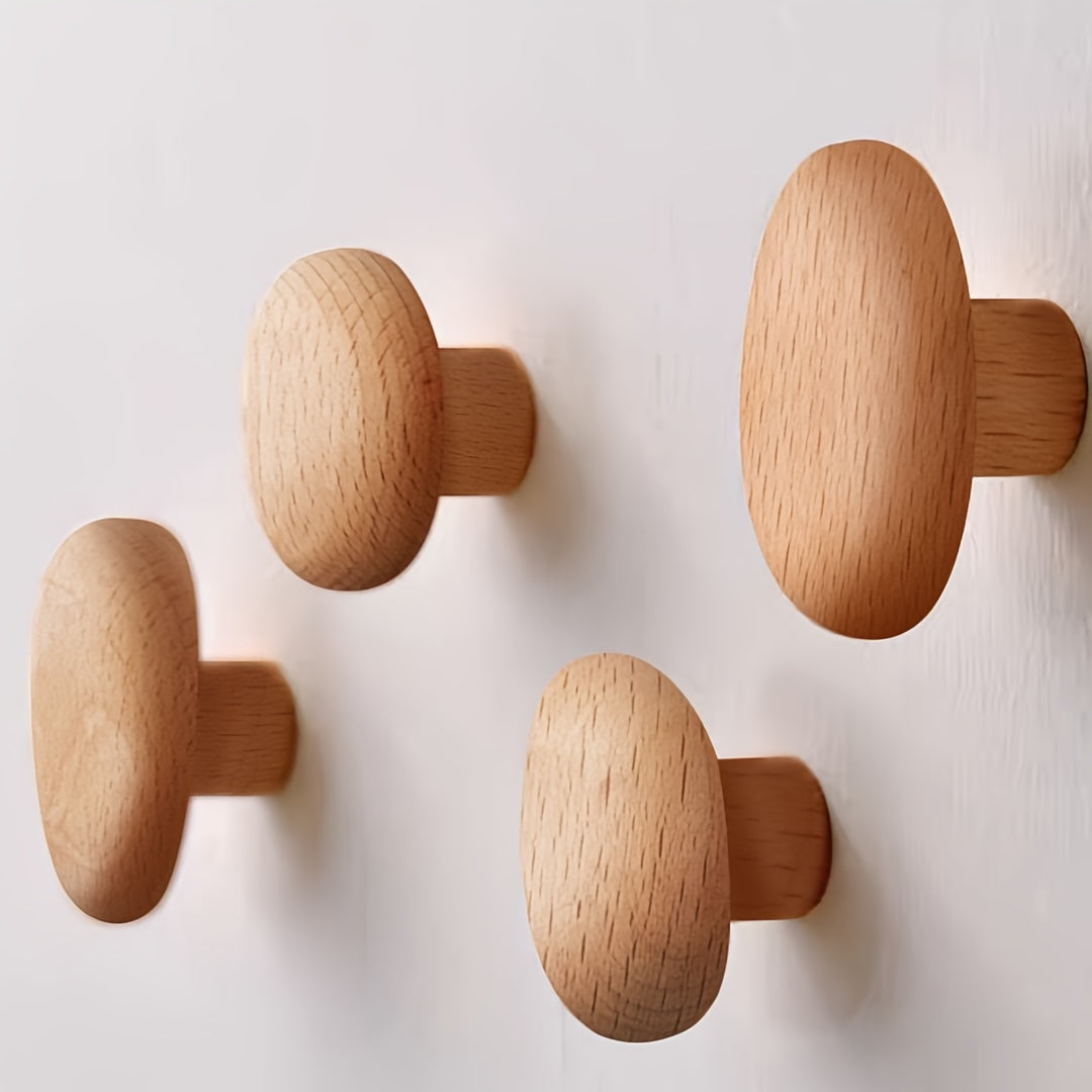 Siopsrl| WoodCraft Wooden Wall Hooks Set – Handmade design of walnut and beech wood