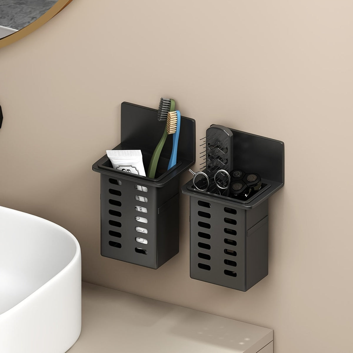 ChicStore - Black Wireless Wall Storage for Cosmetics Siopsrl