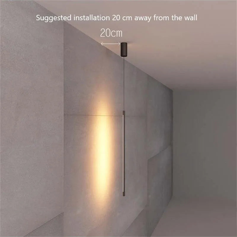 Siopsrl| Pendant Light Slim Black Metal Bedroom Lamp