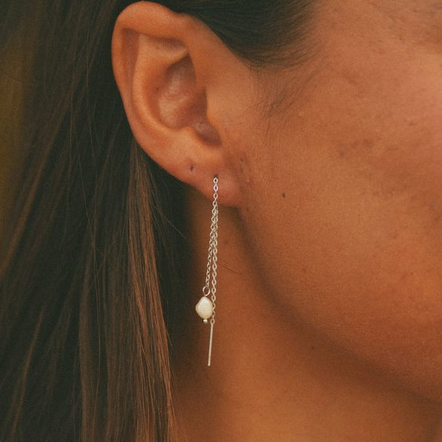 Silk Pearl Threader Earrings