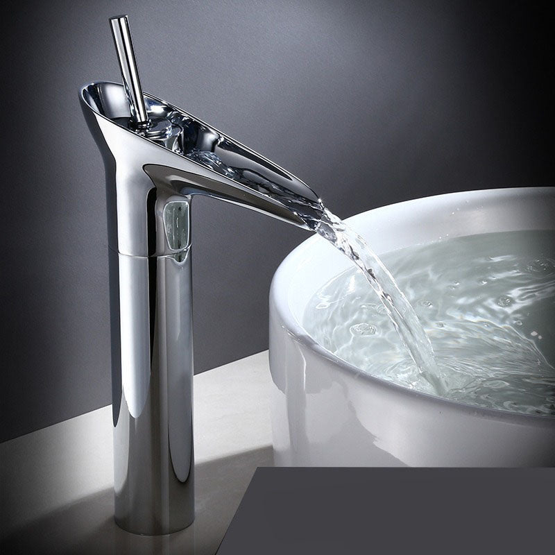 Siopsrl| Antique Brass Waterfall Basin Tap – Vintage Bathroom Mixer Faucet with Hot & Cold Control
