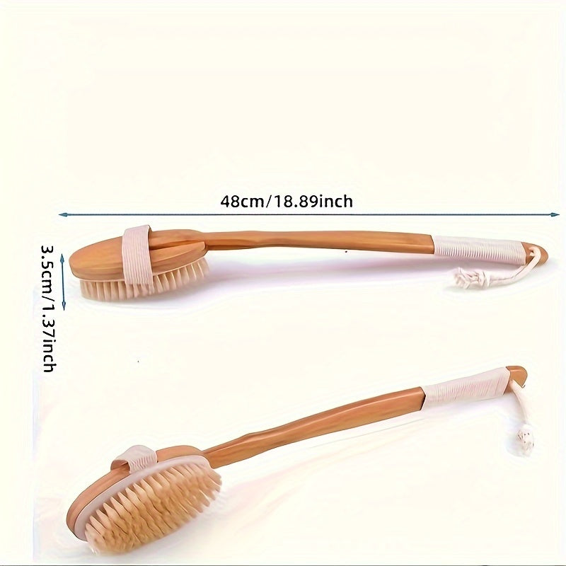 siopsrl | Back Boar Bristles Cleaning Sponge for the Shower - Long Wooden Handle Bath Sponge Brush, Soft Natural Bristles for Back Cleaning