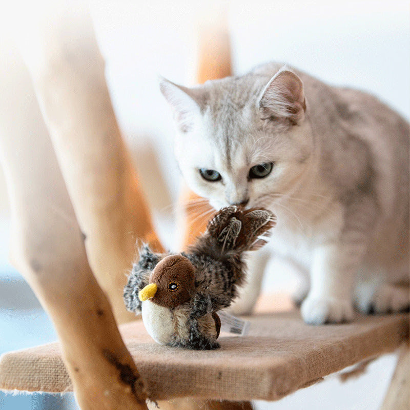 Siopsrl Touch-Activated Bird Cat Toy for Indoor Enrichment
