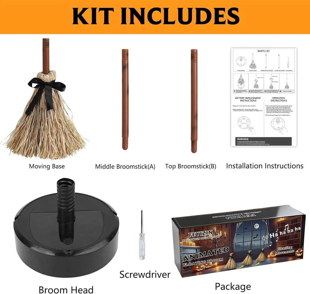 Siopsrl| Floating PhantomBroom — Enchant Your Halloween Party With Haunting Floating And Evil Laughter