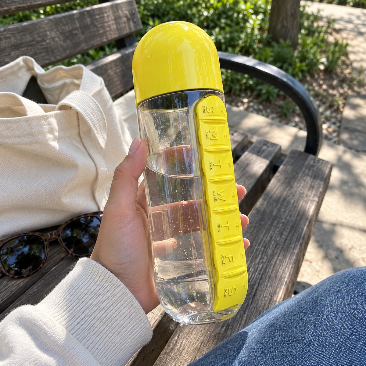 Water Bottle Daily Pill Organizer