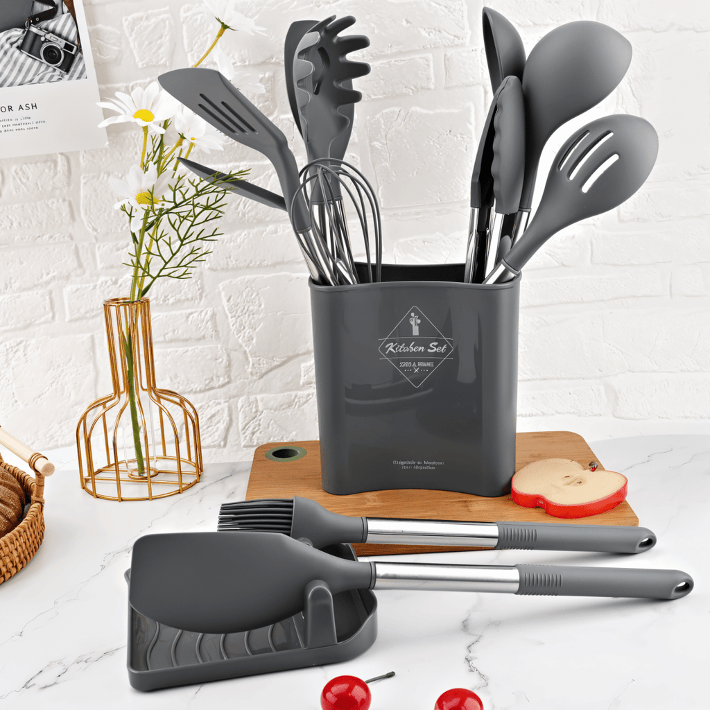 Siopsrl| MEALMAKER SET – 12-Piece Silicone Kitchen Utensil Collection for Non-Stick Cooking