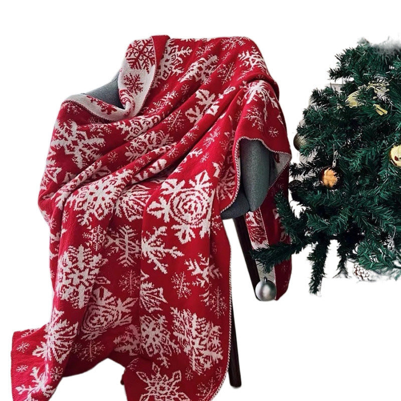 Siopsrl| Christmas Nordic Knitted Snowflake Blanket