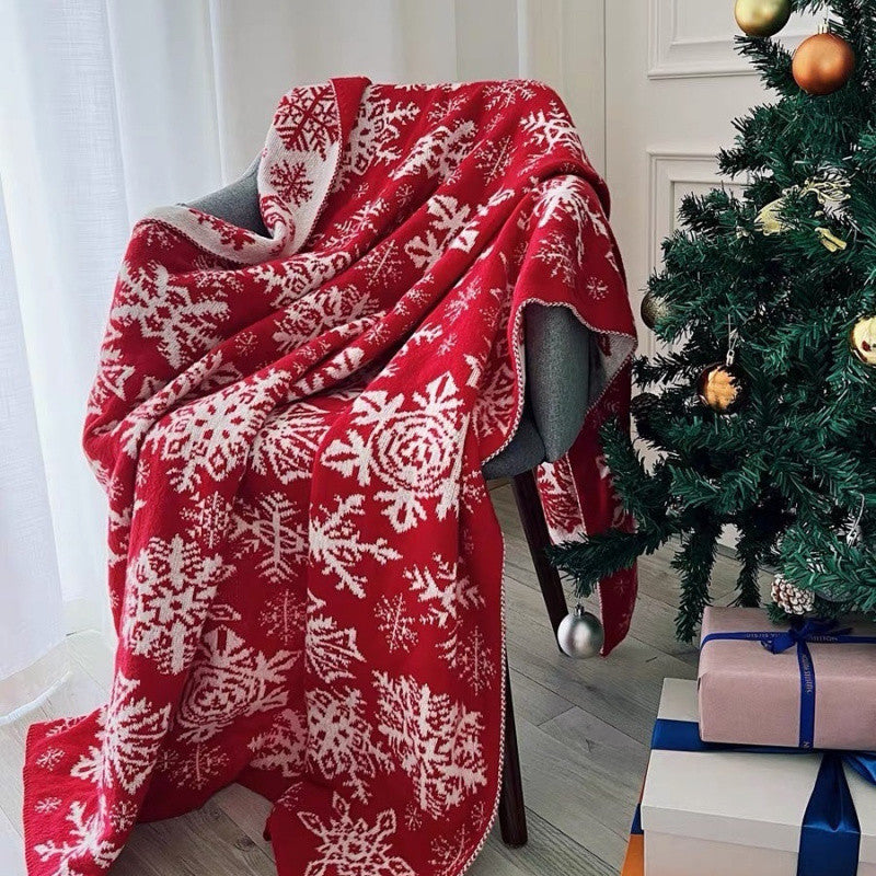 Siopsrl| Christmas Nordic Knitted Snowflake Blanket