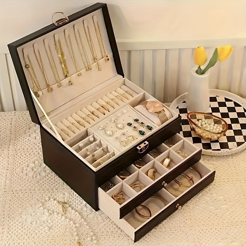 Siopsrl| Jewelry Box Leather Organizer with Drawers