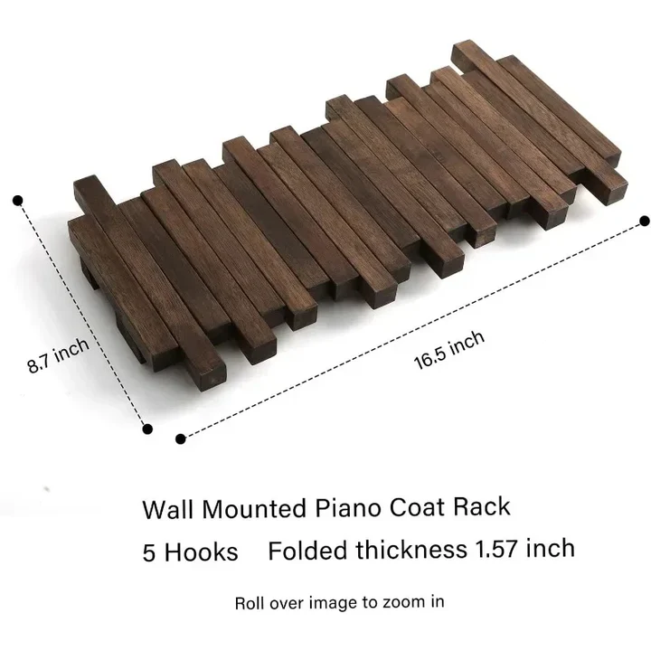 Siopsrl| Natural Wood Coat Hook Rack