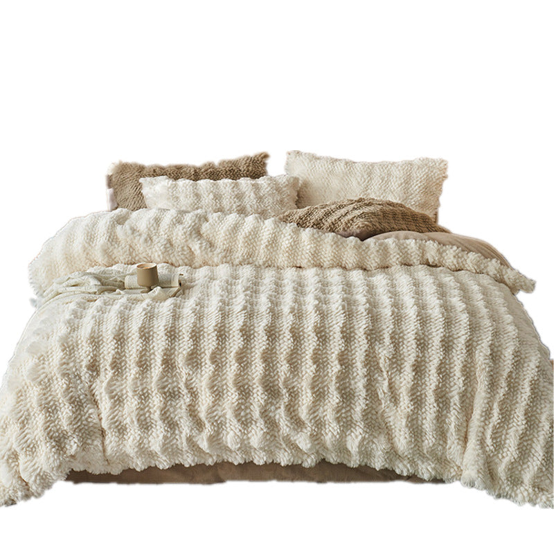 High-quality bedding set made of rabbit fur fleece