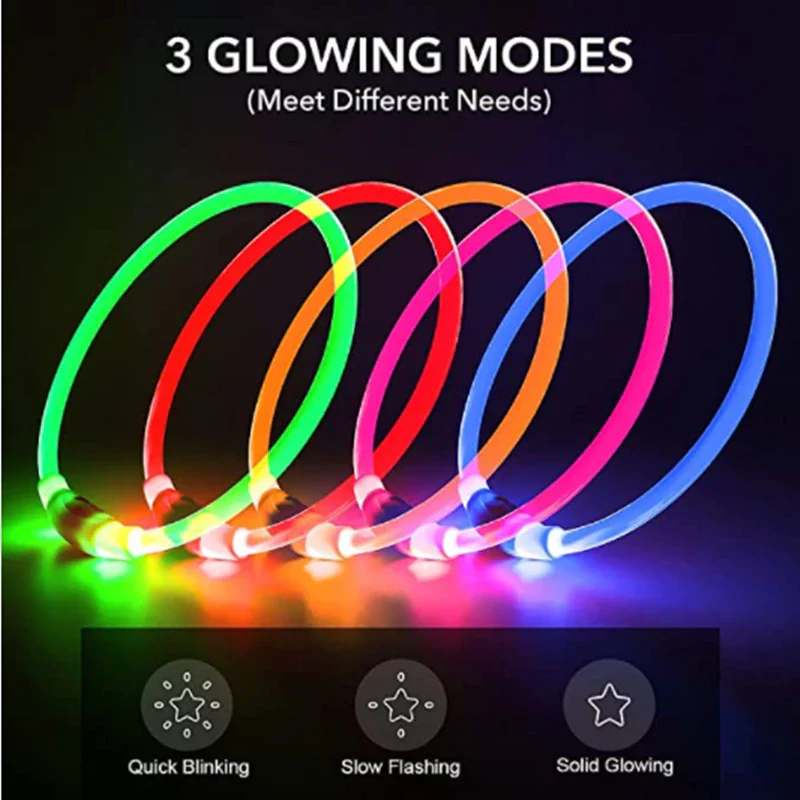 Siopsrl| Light Up Dog Collar, USB Rechargeable LED Glowing Collar