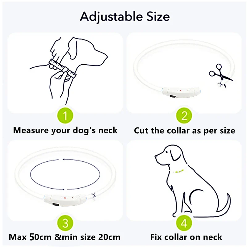 Siopsrl| Light Up Dog Collar, USB Rechargeable LED Glowing Collar