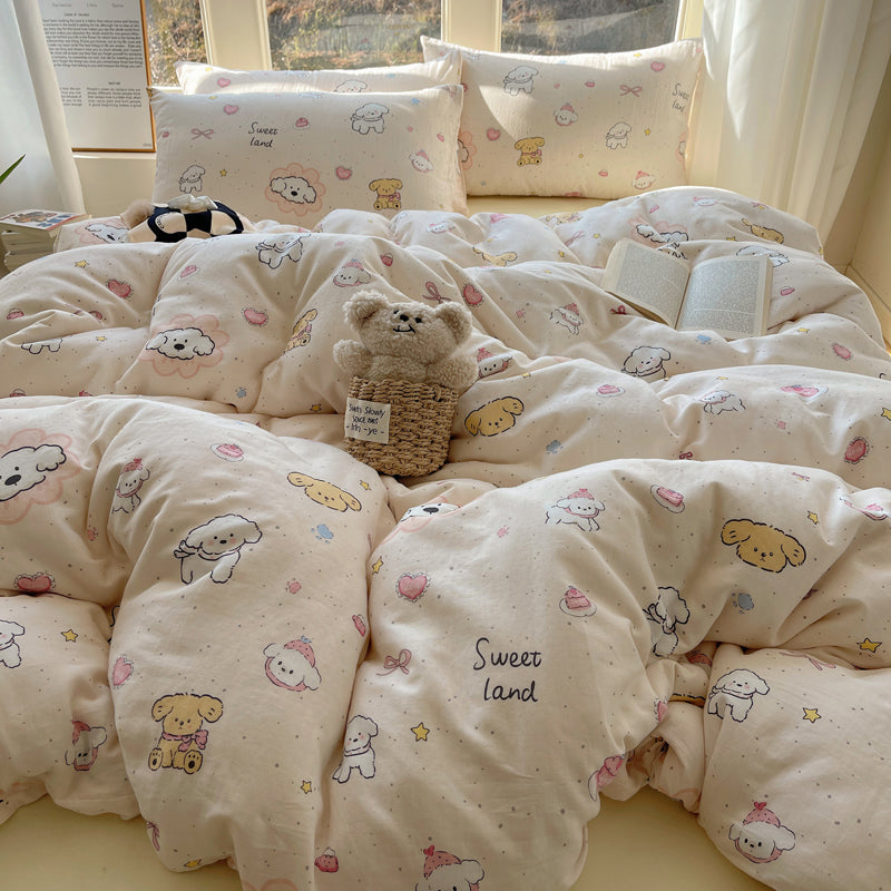 Cotton bedding set with double gauze, 4-piece