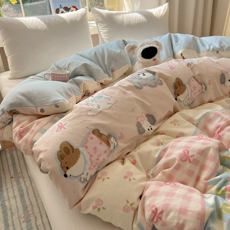 Cotton bedding with cartoon motifs, 4-piece