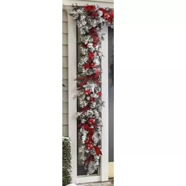 siopsrl | Cordless Prelit Holiday Trim | LED Lights, Auto-Timer & Premium Red/White Decor