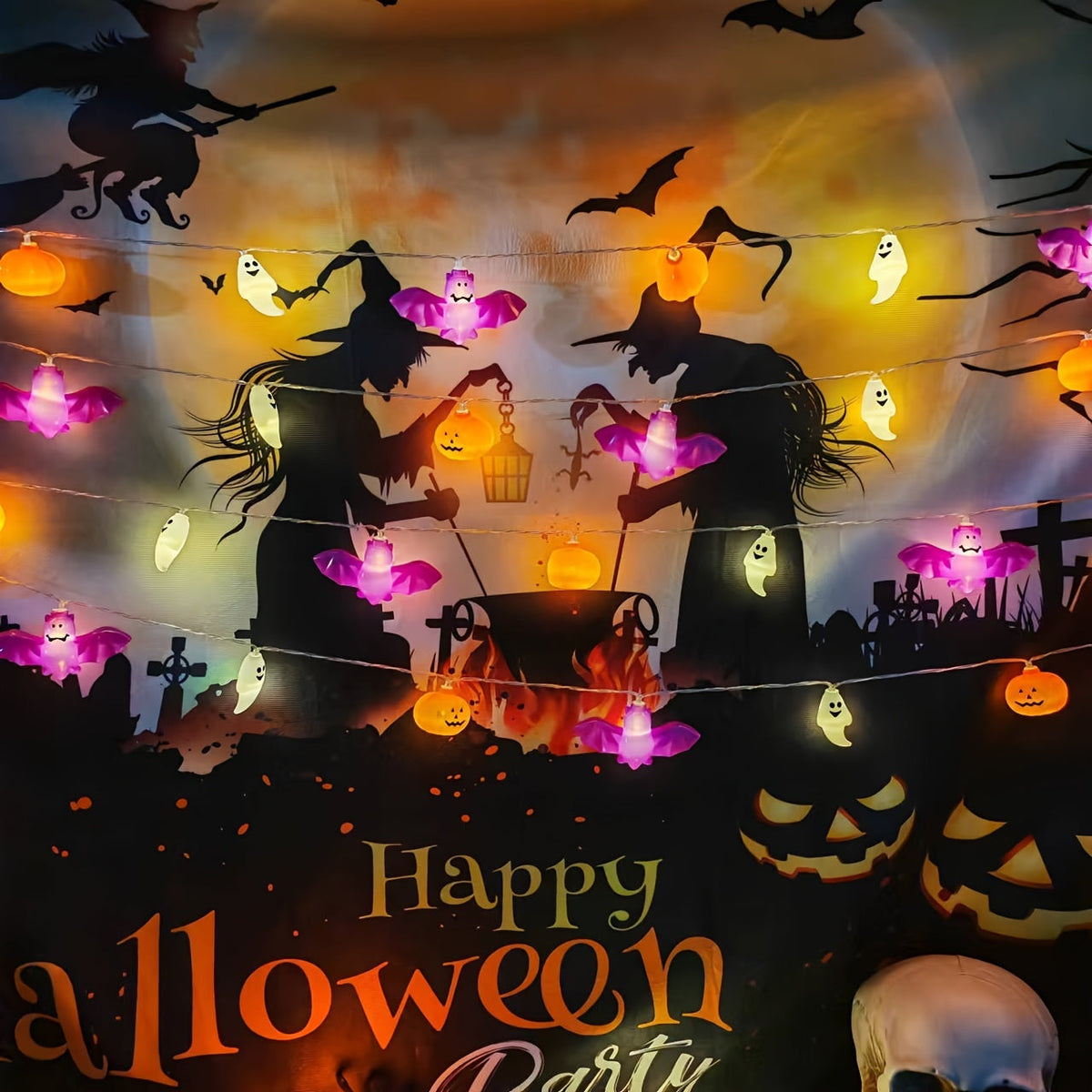 Siopsrl| Halloween Lights Battery Powered Pumpkin String