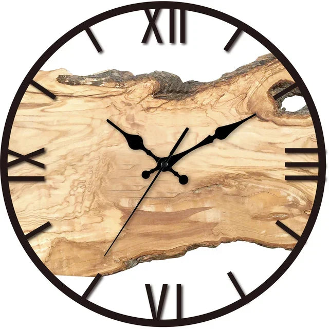 Siopsrl| Rustic Wooden Wall Clock with Roman Numerals